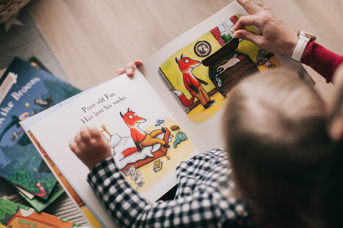 child reading storybook