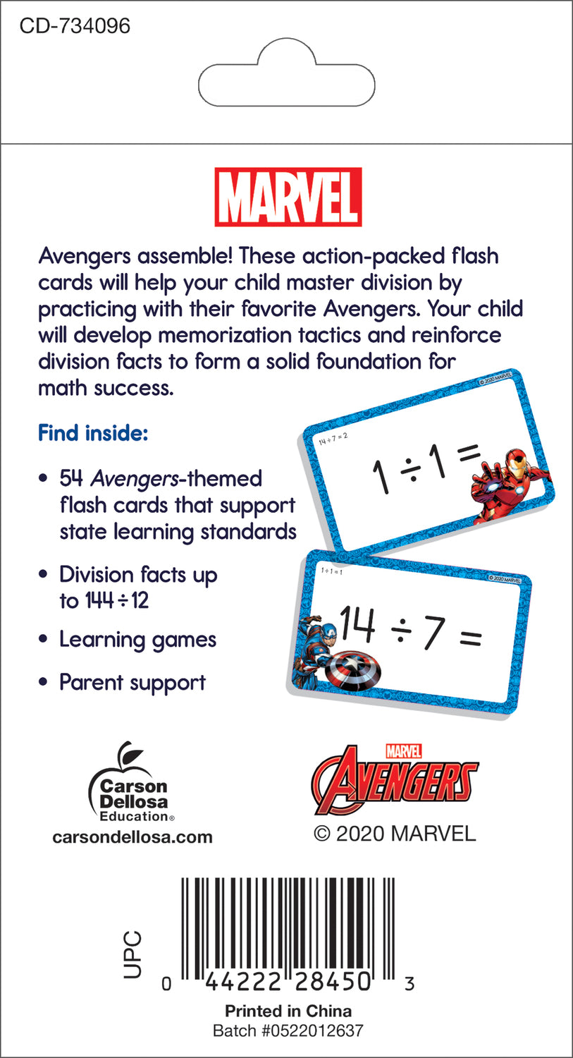 Marvel Division 0-12 Math Flash Cards Age 8+