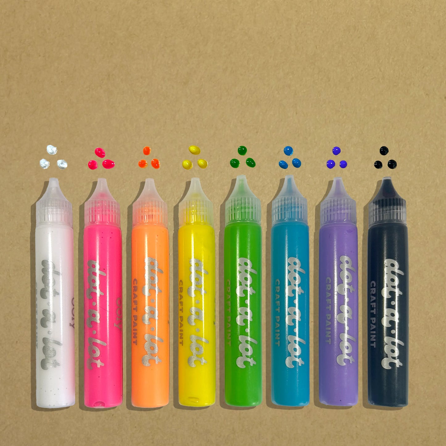 Dot-a-Lot 3D Dimensional Craft Paint - Brights - Set of 8