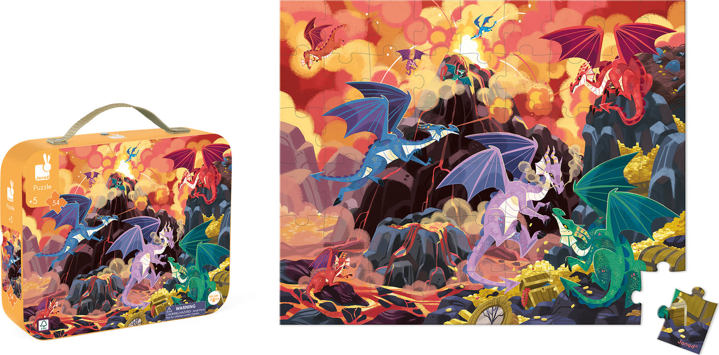 Suitcase Puzzle - Fiery Dragons (54 Pcs) Age 5+