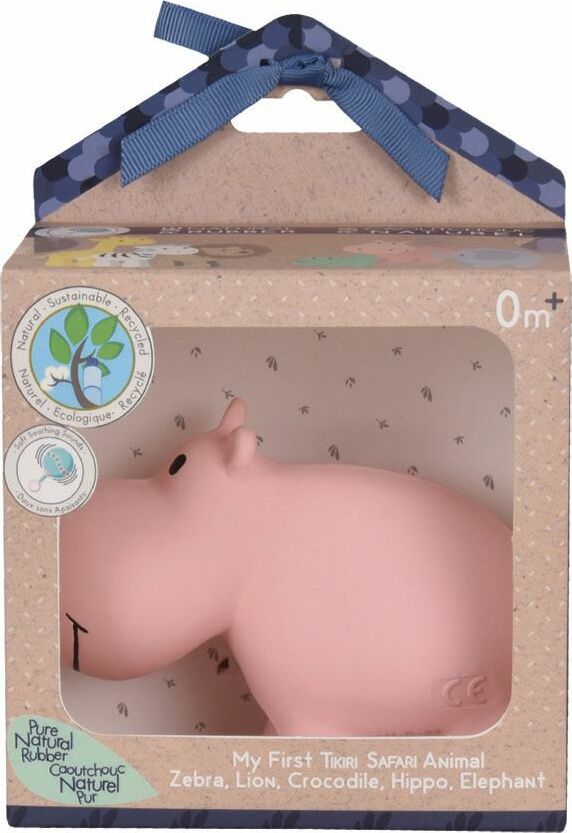 Hippo Natural Organic Rubber Teether, Rattle & Bath Toy