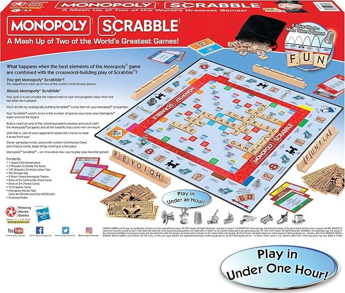 Monopoly Scrabble Game Age 8+