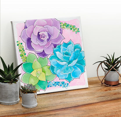 Watercolor Paint by Number Succulents