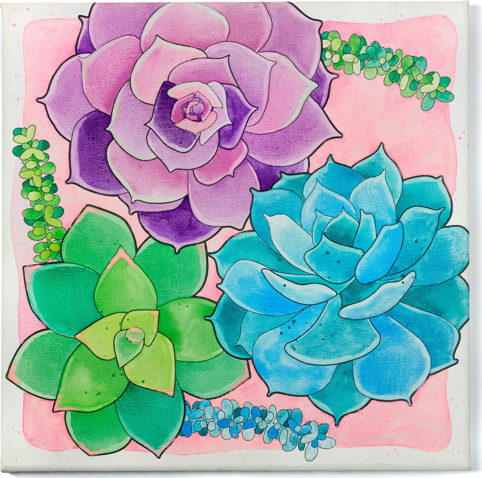 Watercolor Paint by Number Succulents