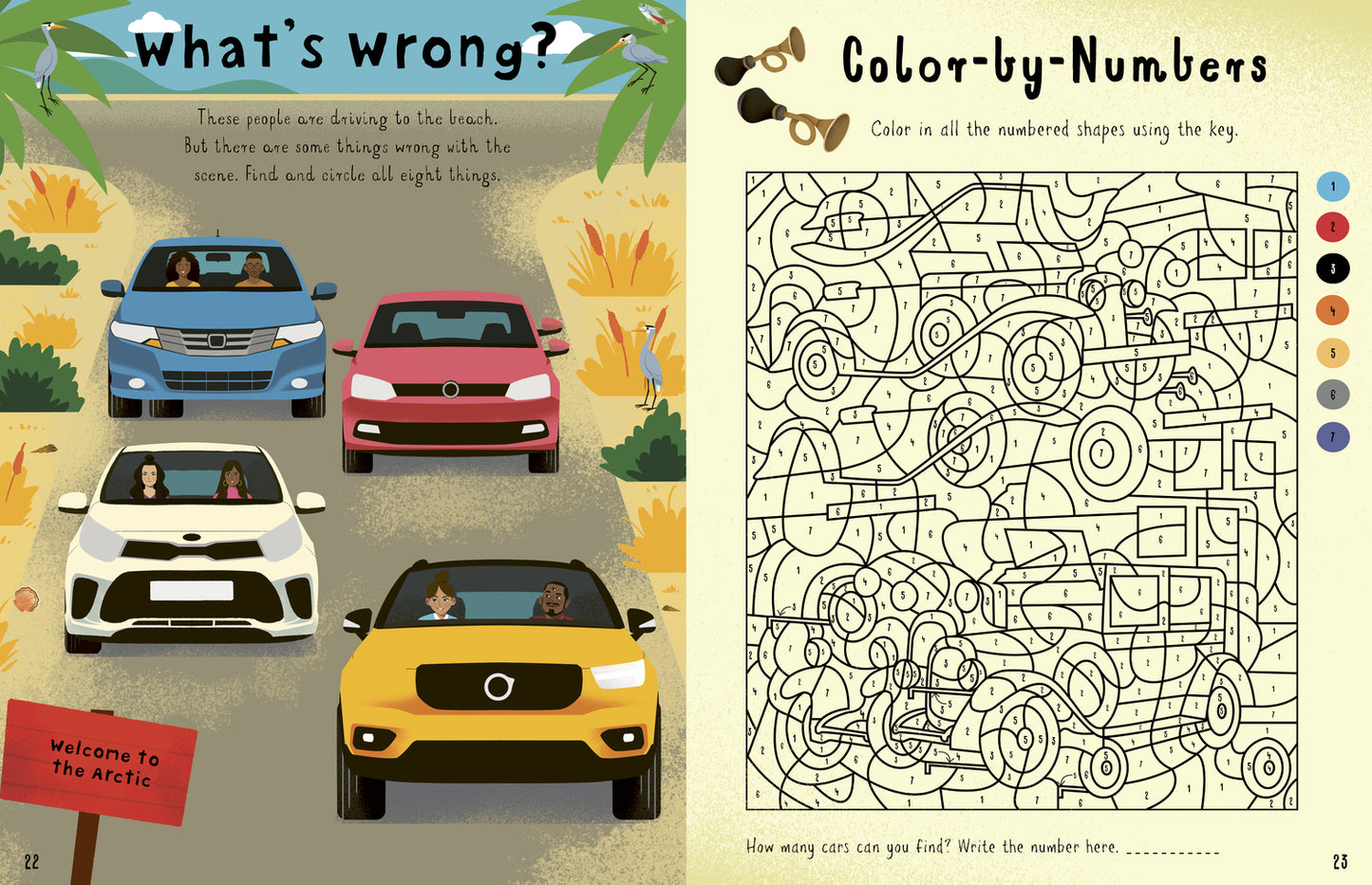 In the Car Activity Book: Includes puzzles, quizzes and drawing activities!