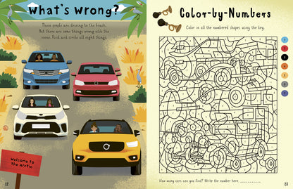 In the Car Activity Book: Includes puzzles, quizzes and drawing activities!