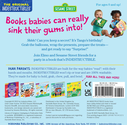 Indestructibles: Sesame Street: Elmo Says Surprise!: Chew Proof · Rip Proof · Nontoxic · 100% Washable (Book for Babies, Newborn Books, Safe to Chew)