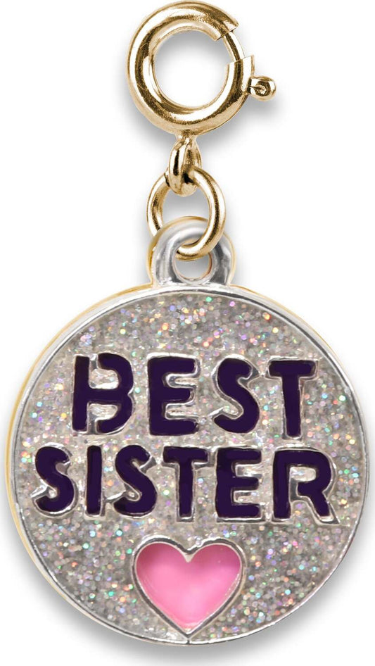 Gold Glitter Best Sister Charm