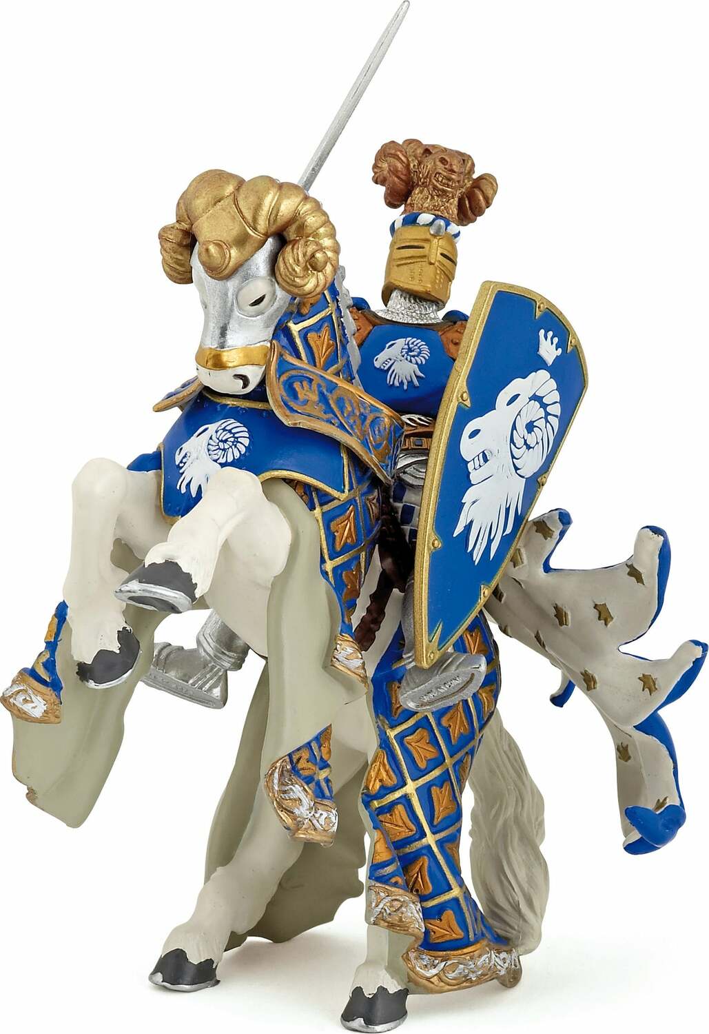 Papo France Blue Weapon Master Ram Horse