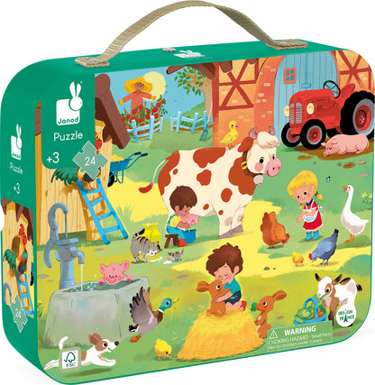 Suitcase Puzzle - A Day At The Farm (24 Pcs) Age 3+