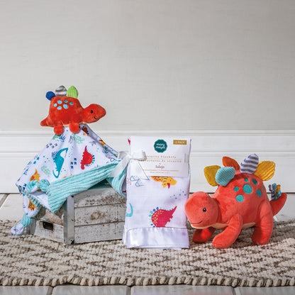Lulujo Cotton Security Blankets - Pebblesaurus - 16x16"