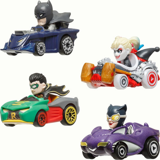 Hot Wheels Racerverse, Set of 4 Die-Cast Hot Wheels Cars with Pop Culture Characters As Drivers