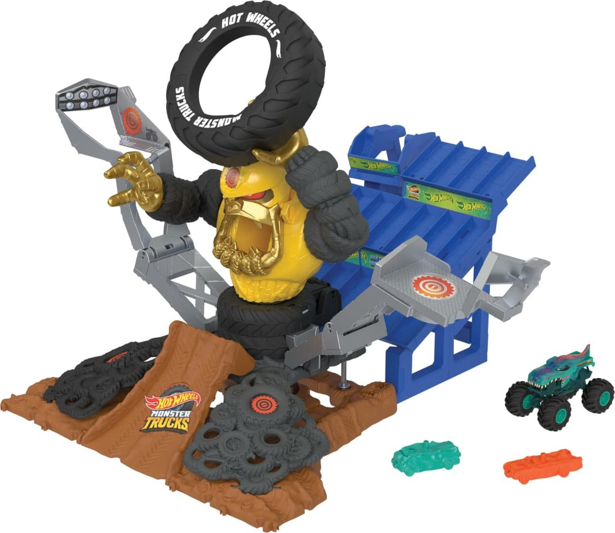 Hot Wheels Monster Trucks Arena Smashers MEGA-Wrex vs Crushzilla Takedown Playset