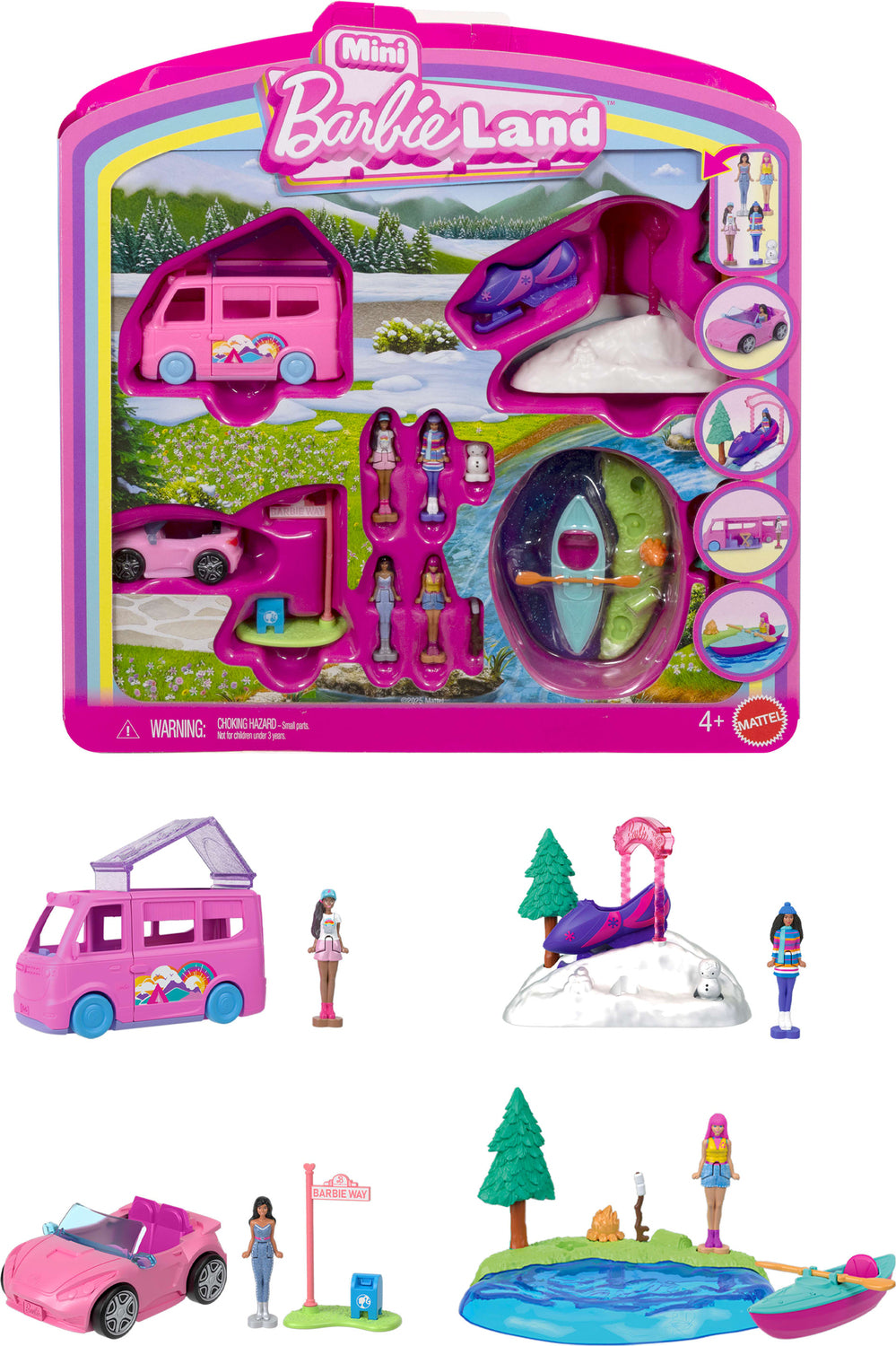 Barbie Mini Land Collectible Playsets with 1.5-Inch Doll and Interactive Play Areas for Storytelling Fun
