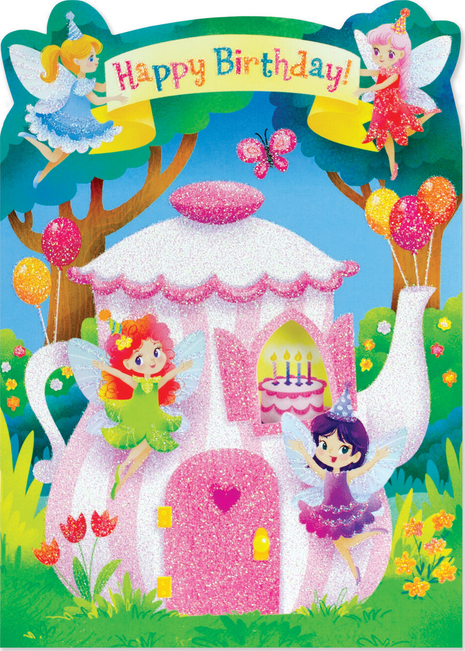 Fairy Tea Party Glitter Card