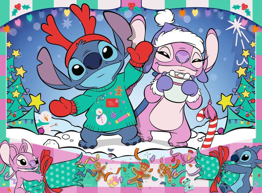 Children's Jigsaw Puzzle Disney Stitch Christmas - 100 Pieces Puzzle
