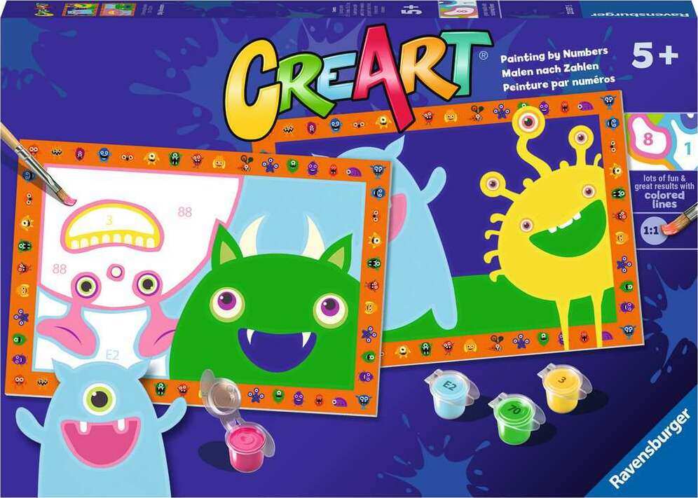 CreArt Jr:  Paint-By-Number - Silly Monsters (2 images) Age 5+