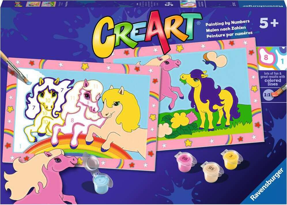 CreArt Jr: Paint-By-Number - Prancing Ponies (2 images) Age 5+