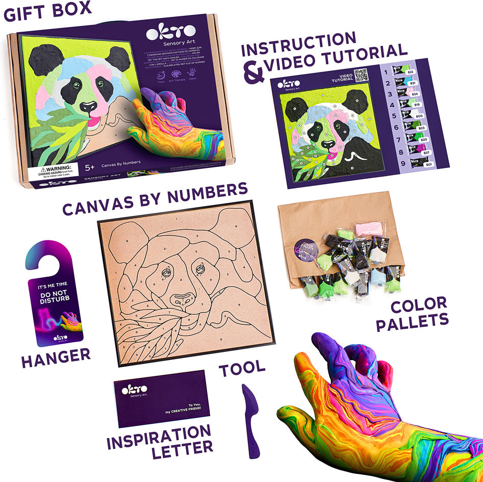OKTO Sensory Art Coloring with Clay Set by Numbers - Panda