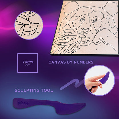 OKTO Sensory Art Coloring with Clay Set by Numbers - Panda