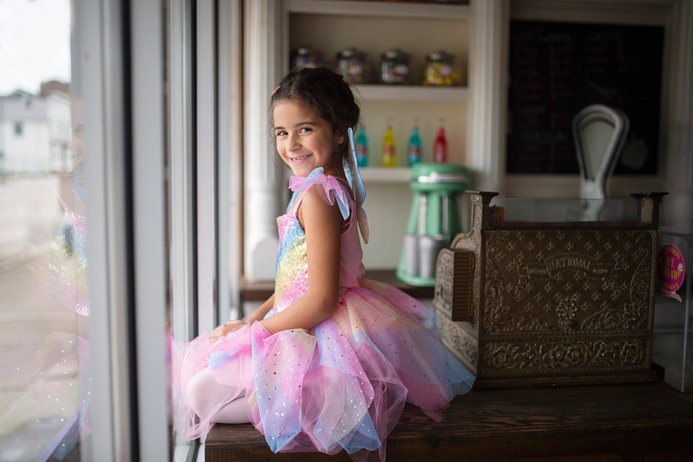 Rainbow Fairy Dress & Wings (Size 5-6) Franklin's Toys Rainbow Fairy Dress & Wings (Size 5-6) Franklin's Toys