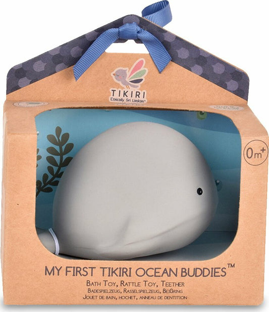 Whale Natural Organic Rubber Teether, Rattle & Bath Toy