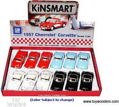 Chevy Corvette Hard Top (1957, 1/34 scale diecast model car) (assorted colors)