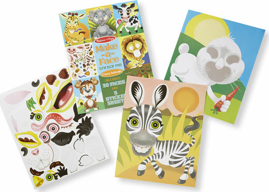 Make-a-Face Crazy Animals Sticker Pad