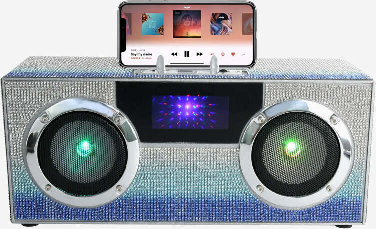 Mini Bluetooth Stereo Speakers OMBRE BLUE- Mini Bling Boombox